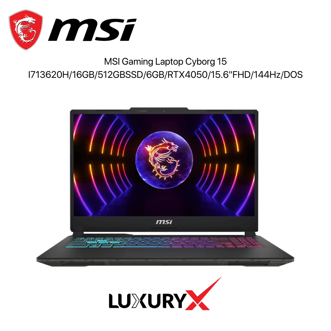MSI Cyborg 15 Gaming Laptop – i7-13620H | RTX 4050 6GB | 16GB RAM | 512GB SSD | 15.6″ FHD 144Hz